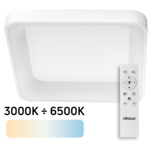 LED Димираща  Плафониера с Дистанционно управление Бял max.72W 3000K-6000К, 220-240V AC Квадрат IP20