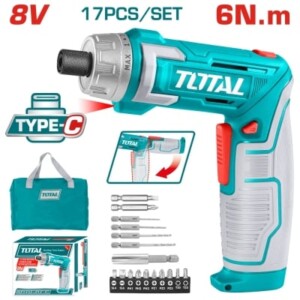 Акумулаторна отвертка TOTAL INDUSTRIAL, 1/4", 8 V, 6 Nm