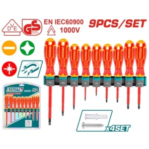 Комплект отвертки VDE 1000 V TOTAL INDUSTRIAL 9 части