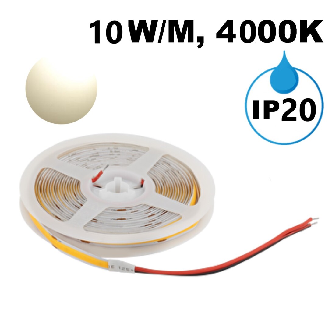 Професионална LED лента 10W/m 4000K 24V DC 320 LEDs/m COB IP20